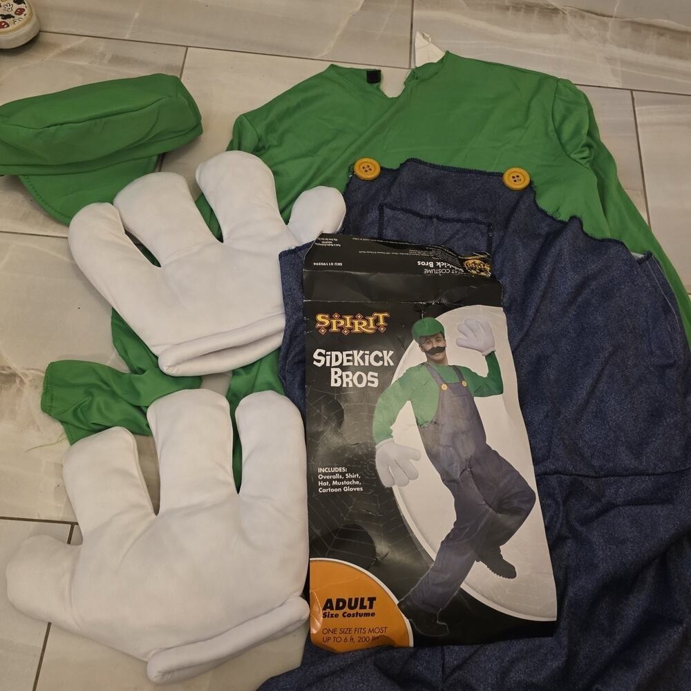 Super Mario Brothers Bros Luigi Adult Nintendo Video Game Costume - Large - Picture 2 of 16